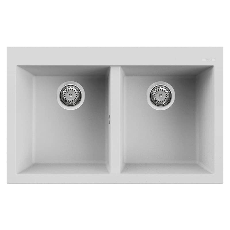 Lavello Elleci Incasso 2 vasche 79x50 Quadra 350 Granitek Bianco LGQ35068