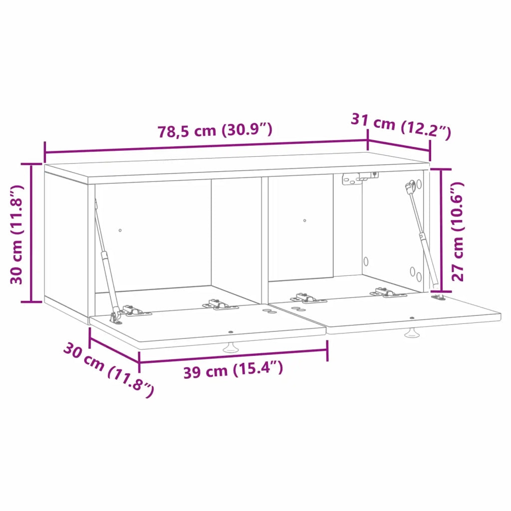 Mobile Porta TV da Muro Grigio Sonoma 78,5 x 31 x 30 cm