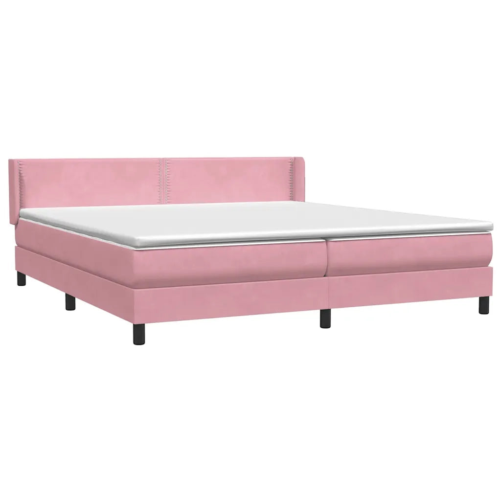 Giroletto a Molle con Materasso Rosa 180x210 cm in Velluto 3318044