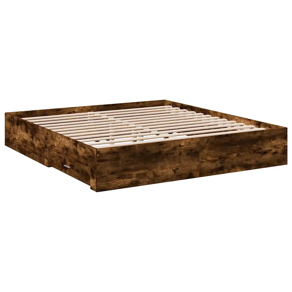 Giroletto con Cassetti Rovere Fumo 180x200 cm Legno Multistrato 3280367