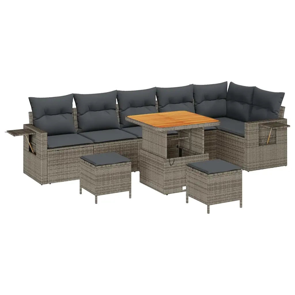 Set Divano da Giardino 9 pcs Grigio polyrattan 3361763