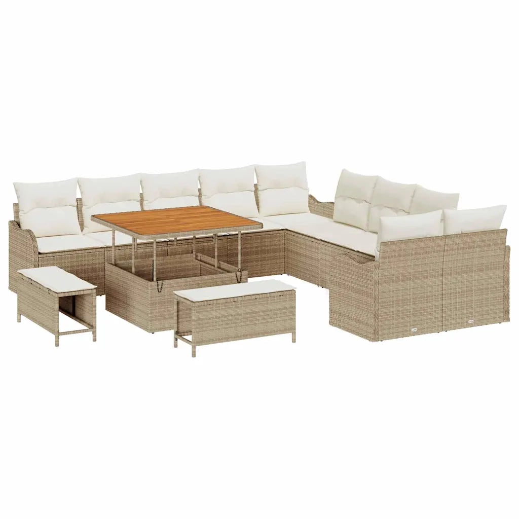 Set Divano da Giardino 13 pcs Beige polyrattan