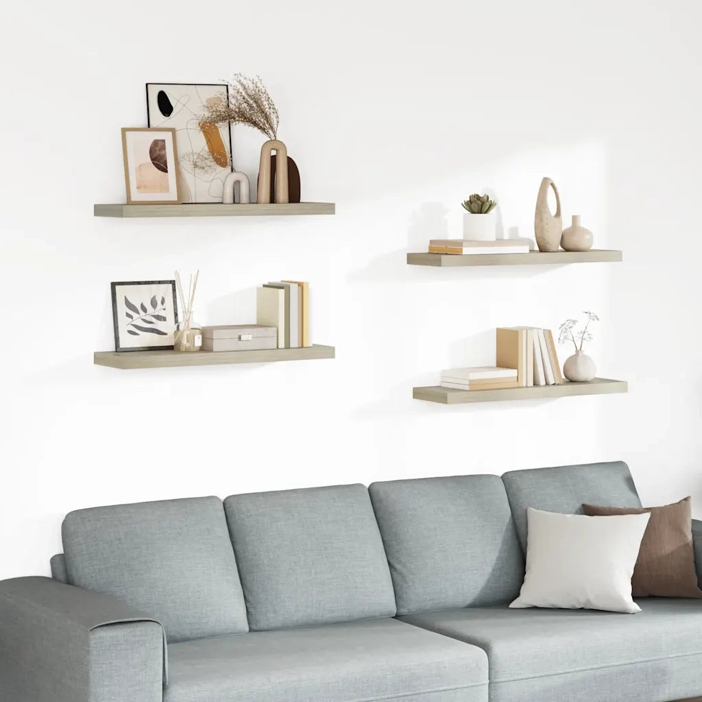 Scaffali a Parete 4 pz Rovere 80x23,5x3,8 cm in MDF cod mxl 33119