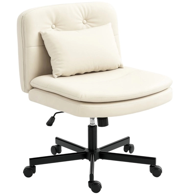 Sedia da ufficio senza braccioli in ecopelle beige