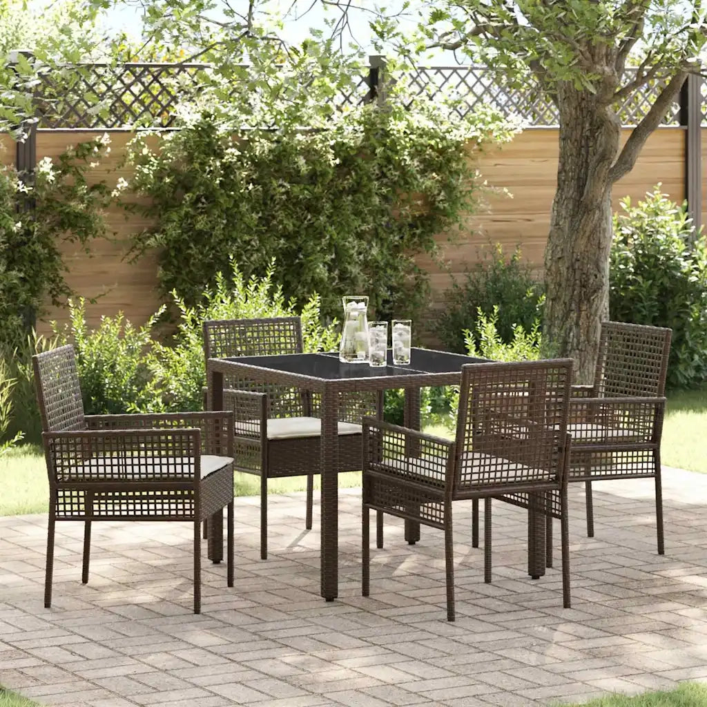 Set da Pranzo per Giardino 5 pcs Marrone polyrattan 3334864