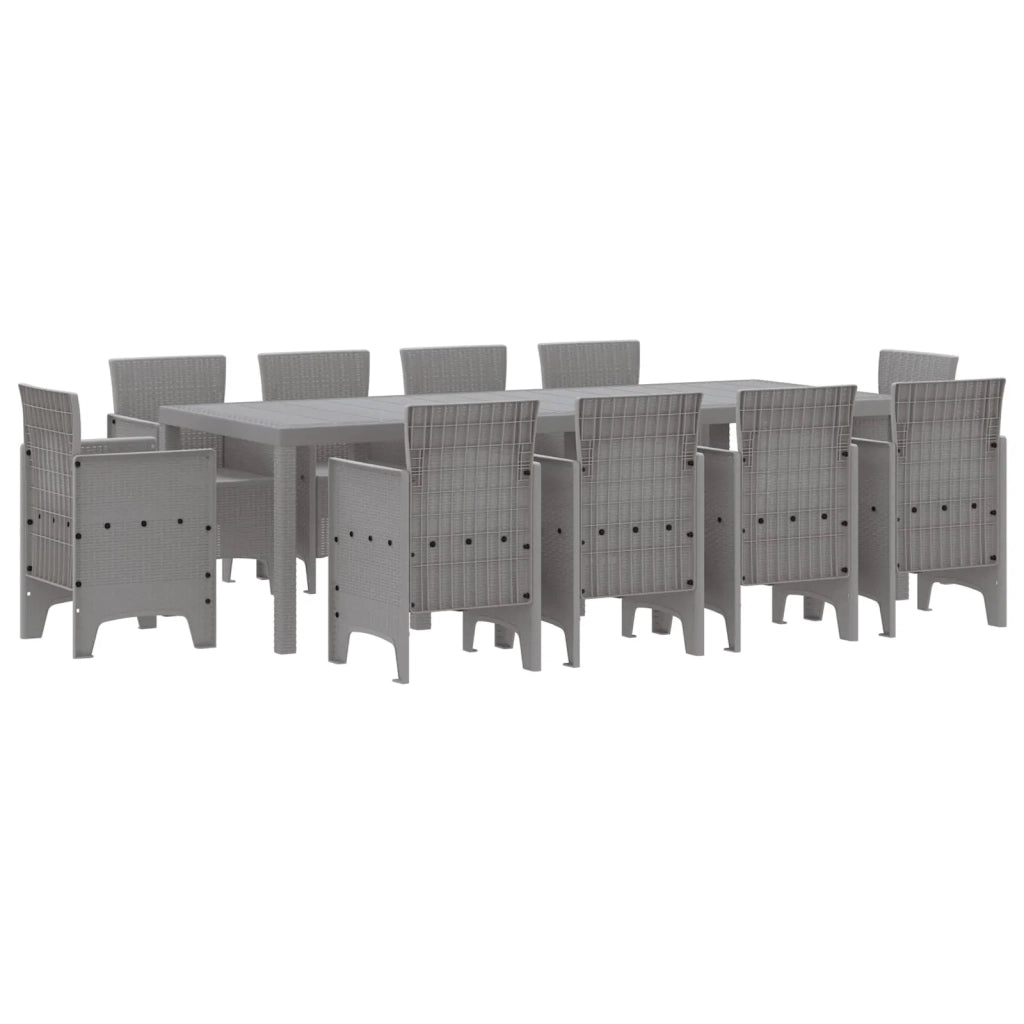 Set da Pranzo per Giardino 11 pcs Grigio chiaro Polipropilene
