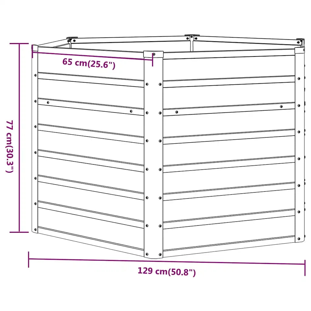 Letto Rialzato da Giardino Ruggine 129x129x77 cm Acciaio Corten 151947