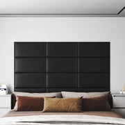 Testiera da Parete 12 pcs Nero 60 x 30 cm Tessuto