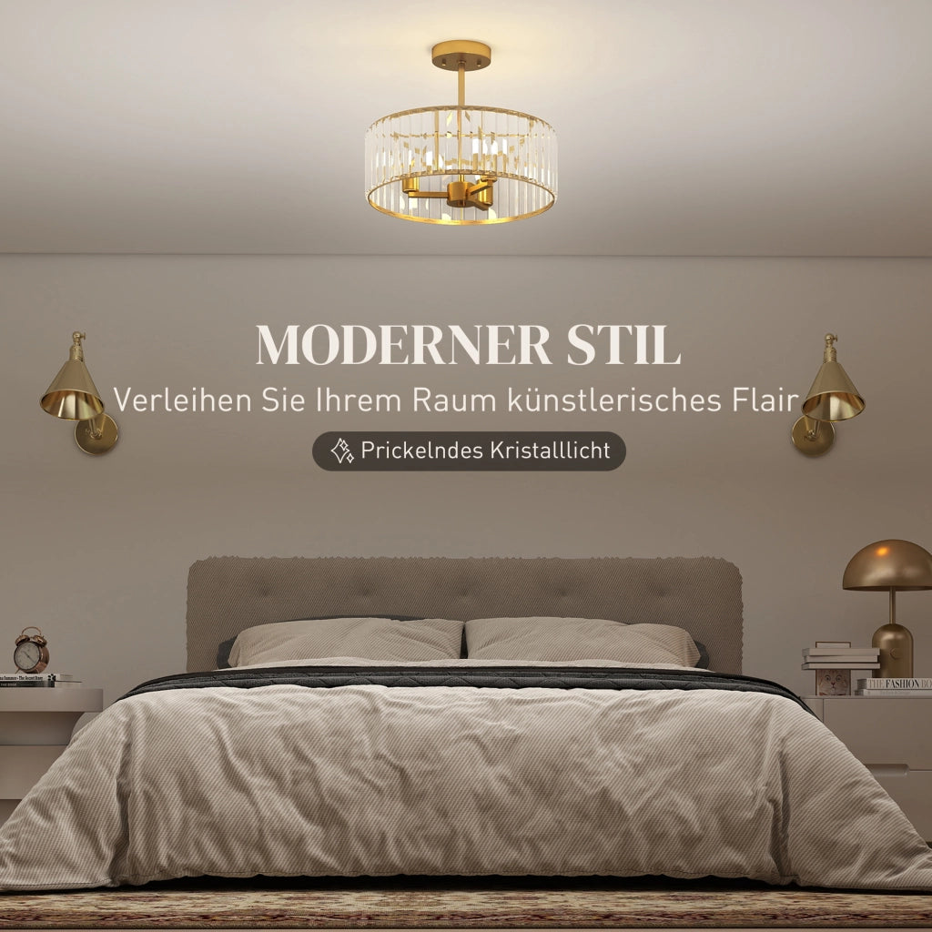 Lampadario a sospensione cristallo 3 luci ¨C Xylo ¨C metallo oro design classico
