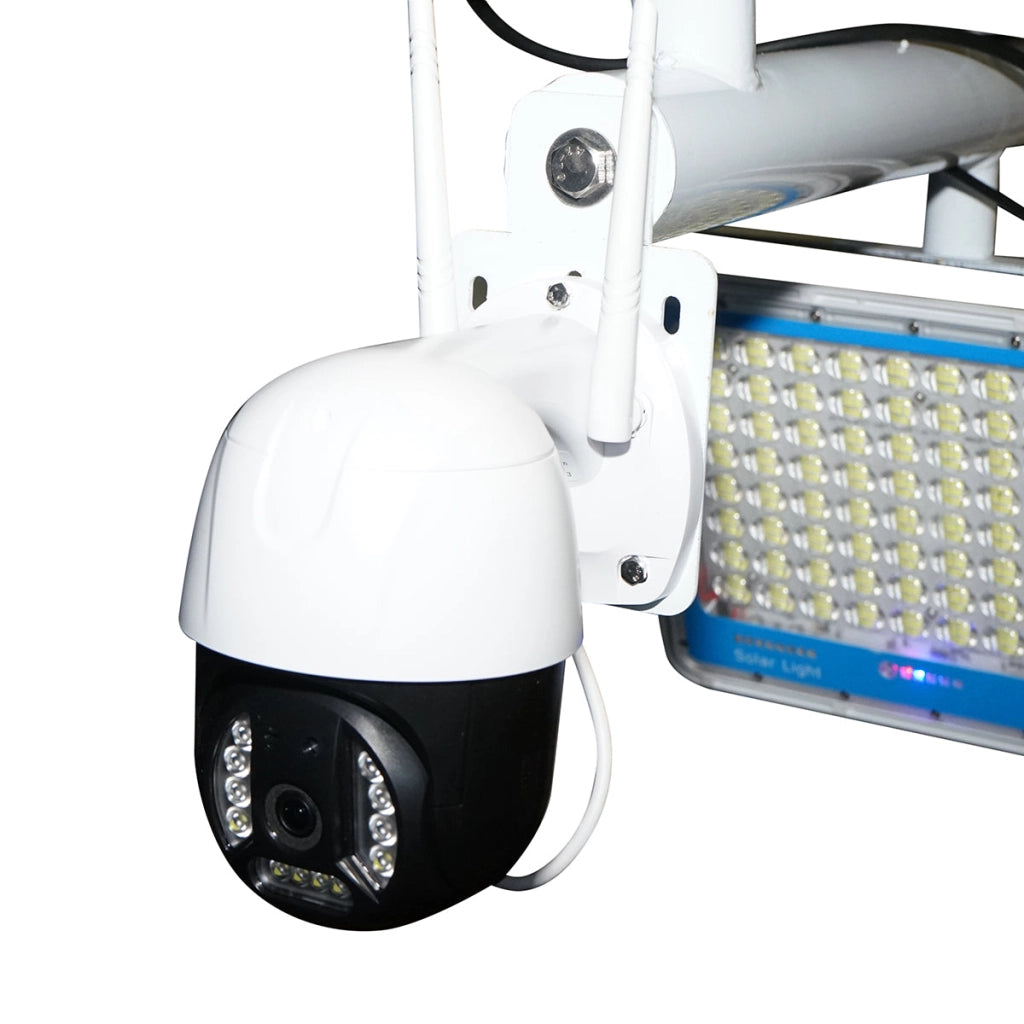 Lampada LED da 300 W con pannello solare da 60 W, batteria da 14000 mAh e telecamera di sorveglianza WIFI con allarme. Breckner Germany