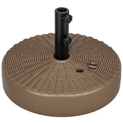 Base per Ombrellone con 2 Manopole Incorporate, in HDPE e Acciaio, ?51x36 cm, Marrone e Nero
