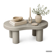 Tavolino da salotto ovale MATCHA 85 cm grigio con quattro gambe cilindriche