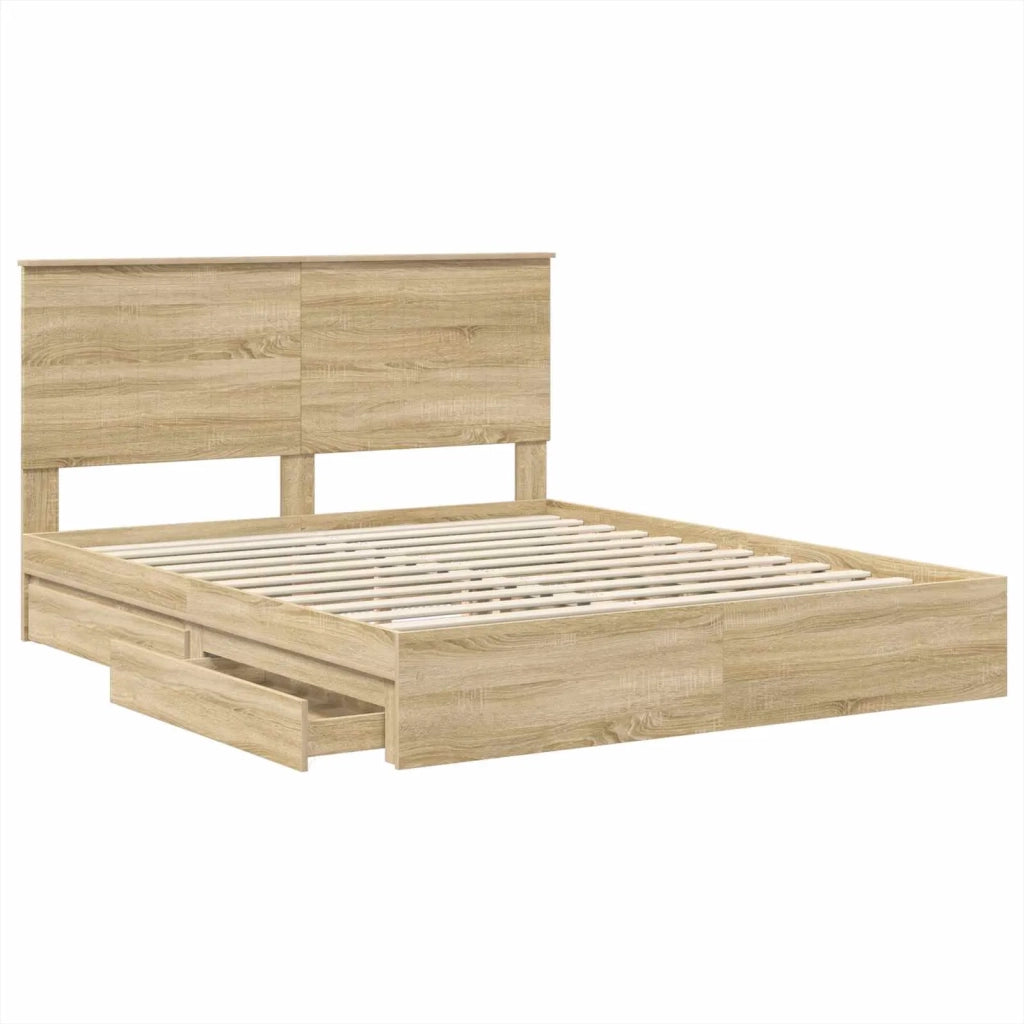 Letto con Contenitore con testiera Rovere Sonoma 160 x 200 cm