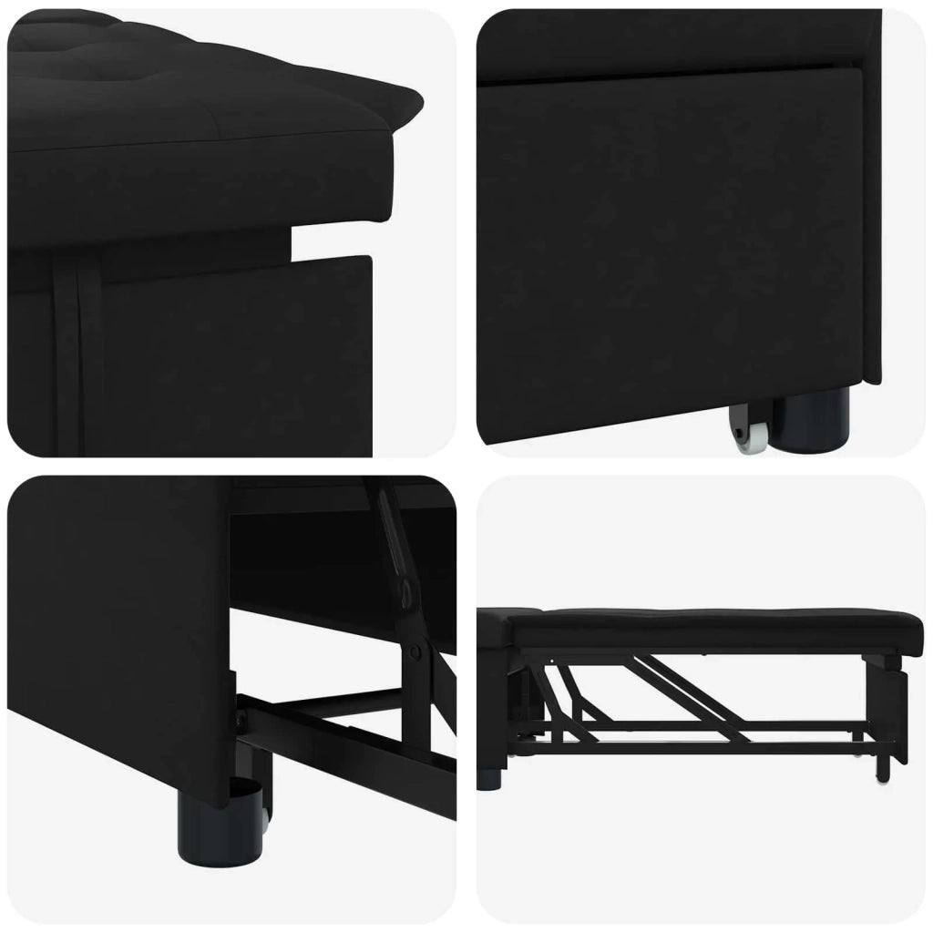 Divano Letto Estraibile Nero 194 x 67 x 82 cm Microfibra 42008610