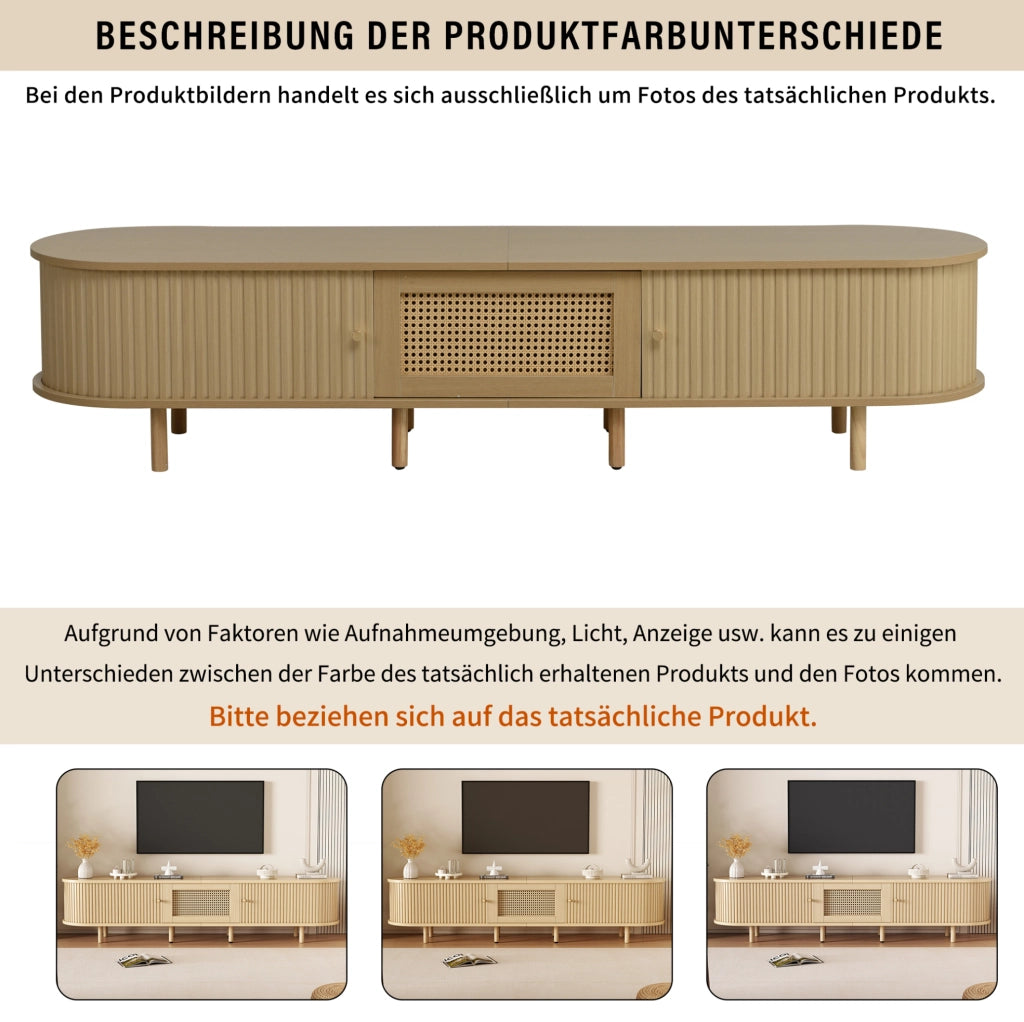 Mobile porta televisore moderno in MDF con dettagli effetto rattan