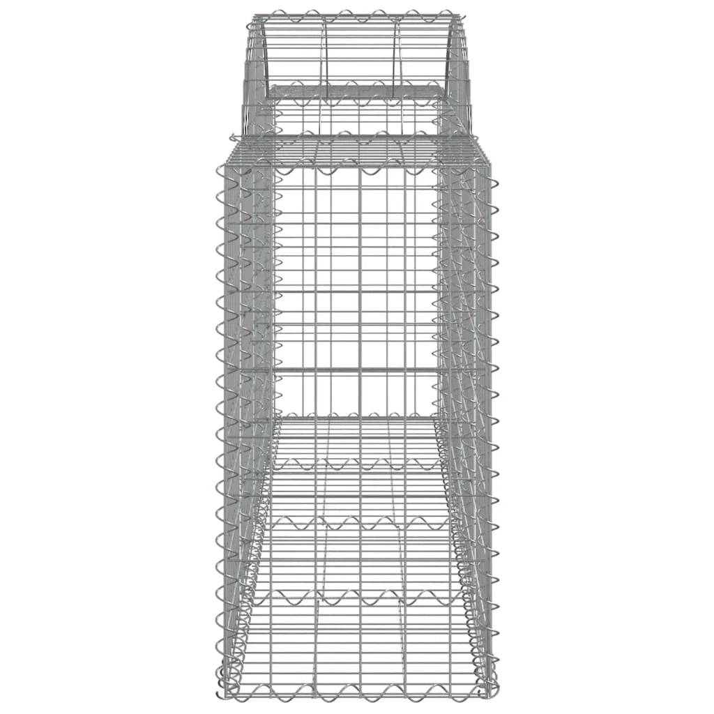 Cestini gabbioni recinzione a gabbia muro di contenimento ad arco 1 set da 4 200 x 50 x 80/100 cm ferro zincato argento 02_0040588