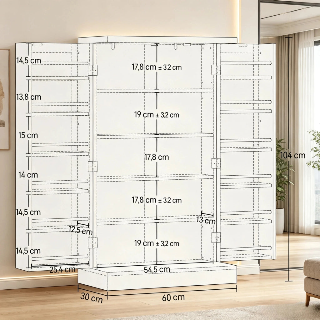 ARMADIO DA CUCINA con 2 ripiani regolabili 60 x 30 x 104 cm Bianco MDF