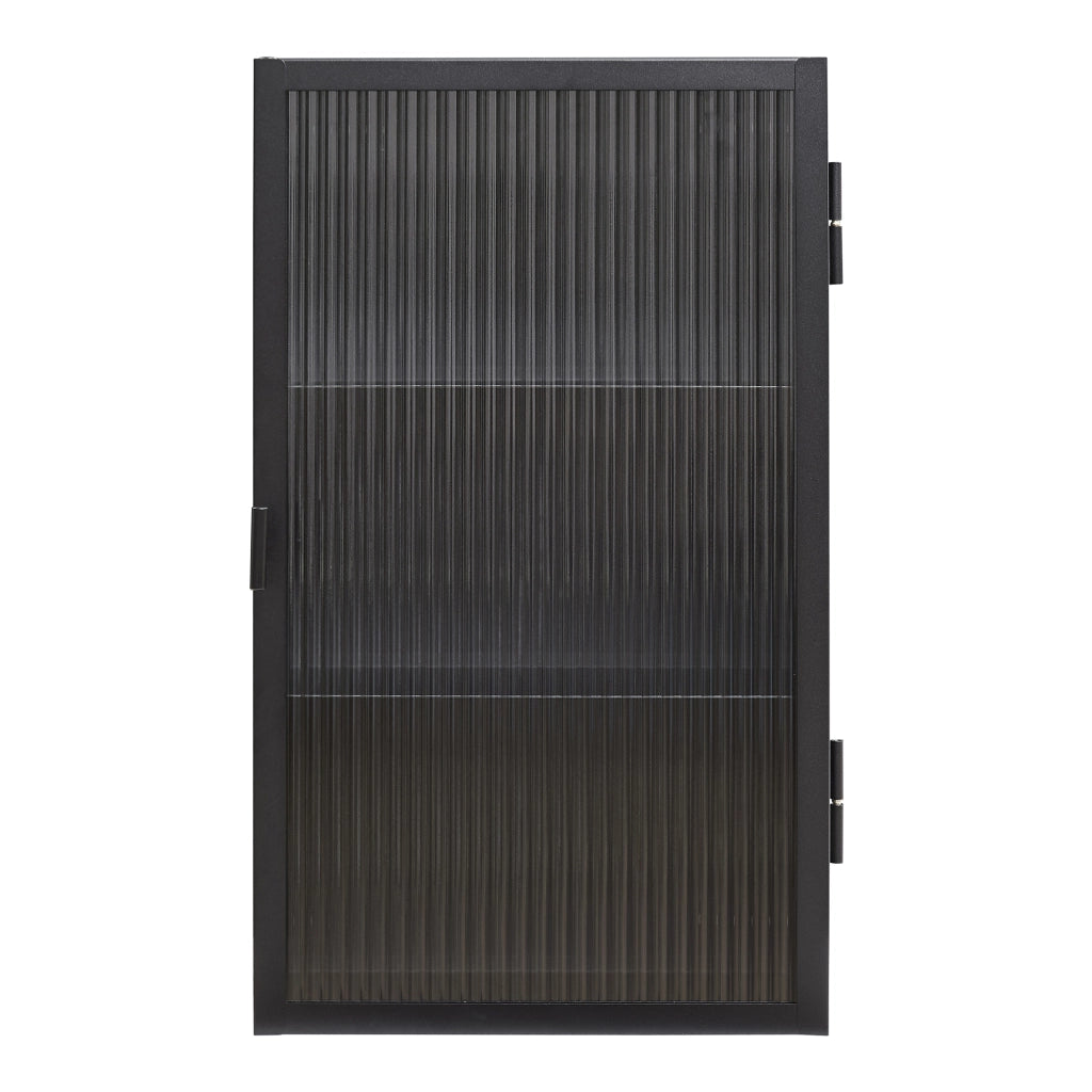 Armadietto a Parete Zundert Pensile ad Anta in Vetro Scanalato 60 x 35 x 15 cm - Nero [en.casa]