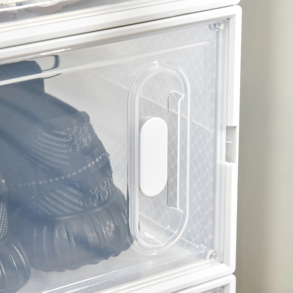 Scarpiera modulare in plastica trasparente con 8 scomparti e chiusure magnetiche