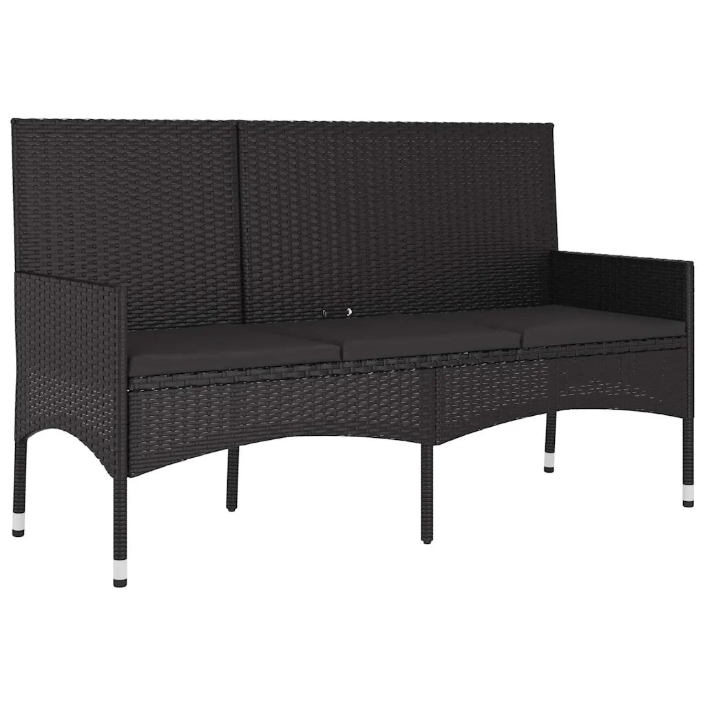Set Divani da Giardino 4 pz | Set Salotto da Giardino con Cuscini Nero in Polyrattan