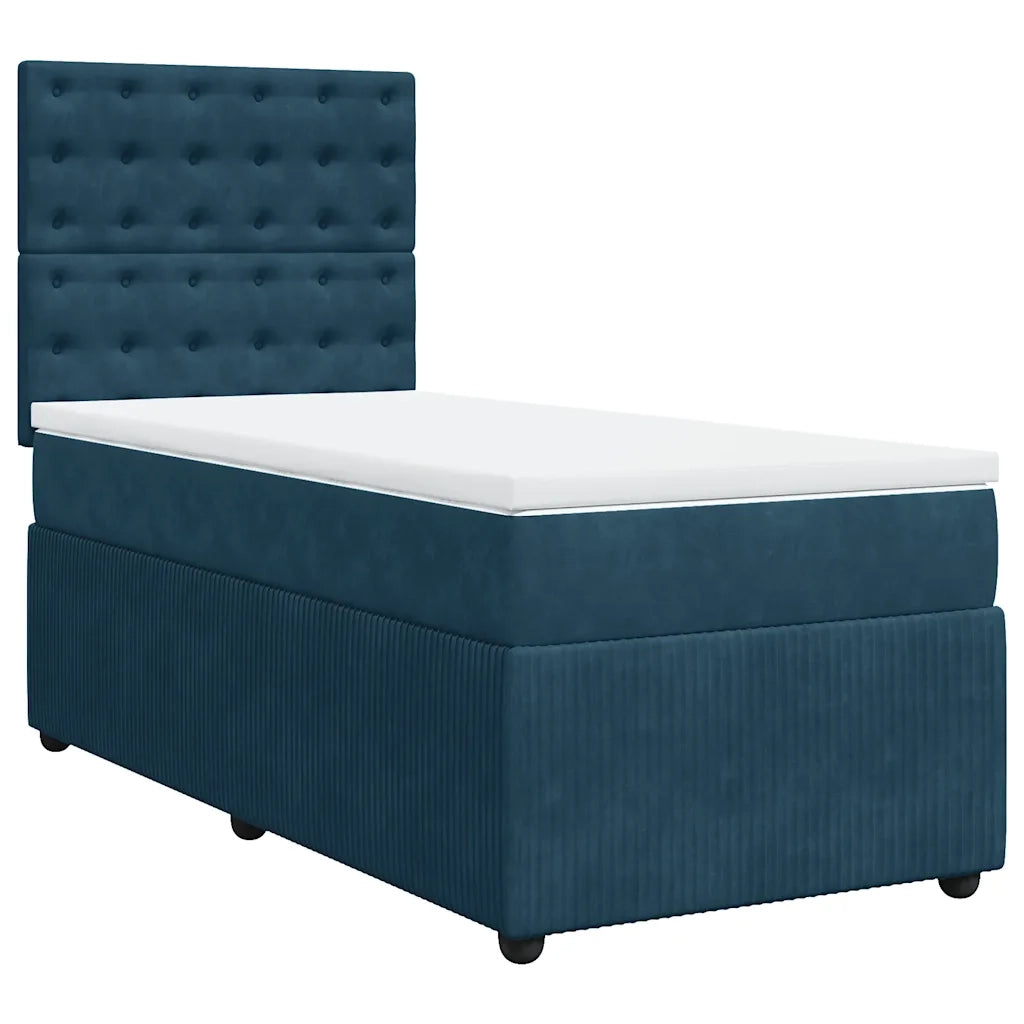 Giroletto a Molle con Materasso Blu Scuro 80x200 cm in Velluto