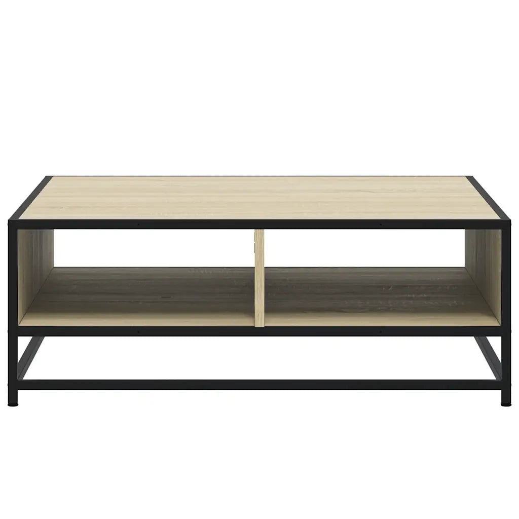 Tavolino Rovere Sonoma 80x80x30 cm in Truciolato e Metallo