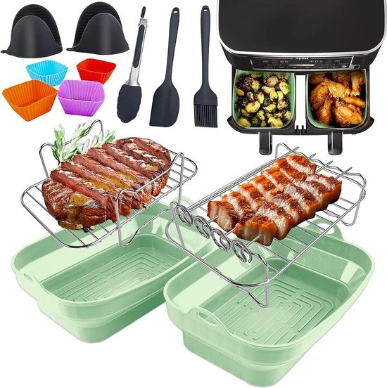 Accessori 13 pezzi per Airfryer - AF451UK AF300UK AF400UK - Copertura in silicone riciclabile - Racks per Airfryer - Manopole e accessori - Magnetron per forno - Verde