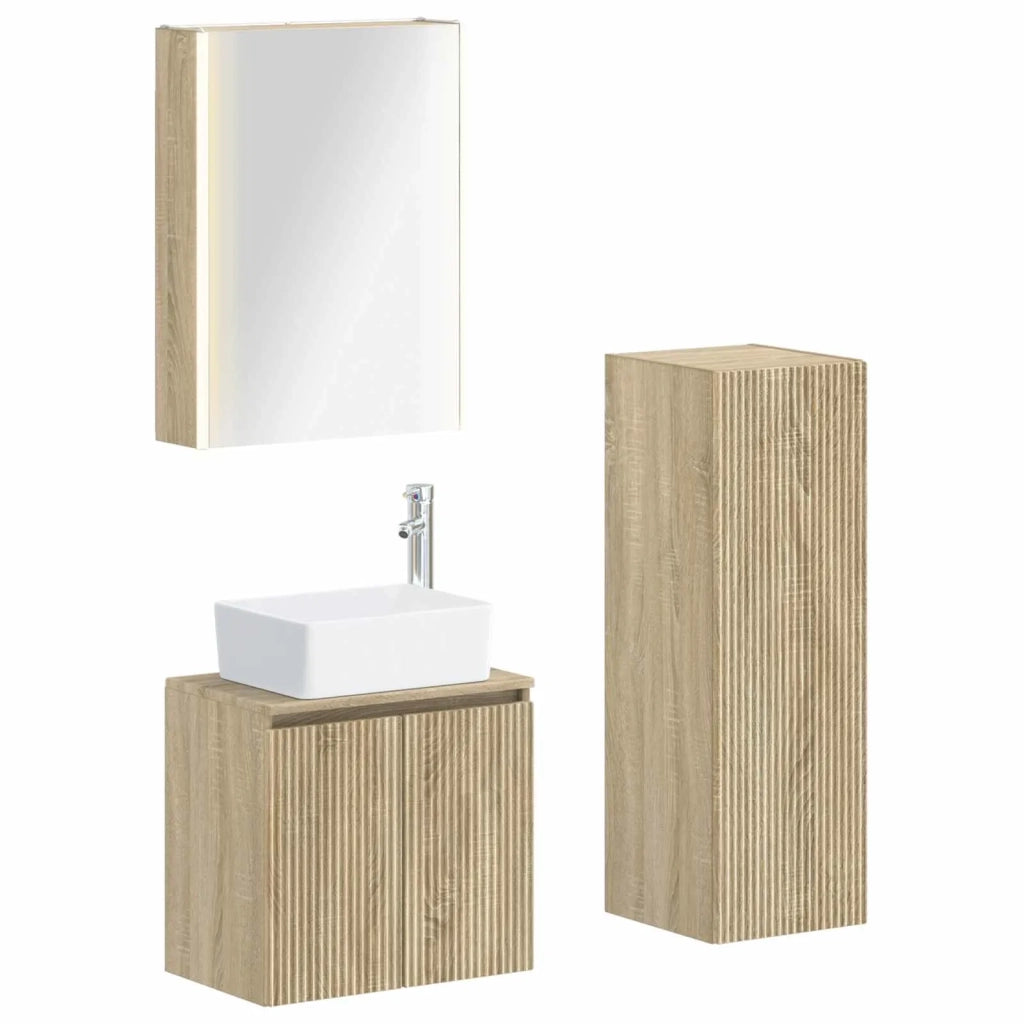 Set di mobili per il bagno 4 pcs Rovere Sonoma 3407449