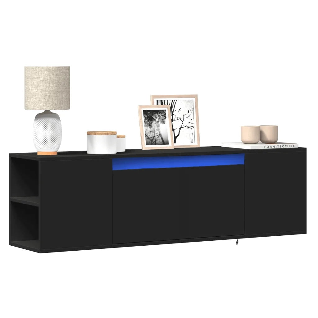 Mobile TV a Parete con Luci LED Nero 135x31x39,5 cm