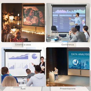 Telo Proiettore 120" Regolabile con Montaggio a Soffitto e Parete Formato 4:3 244x8,6x183cm Bianco e Nero