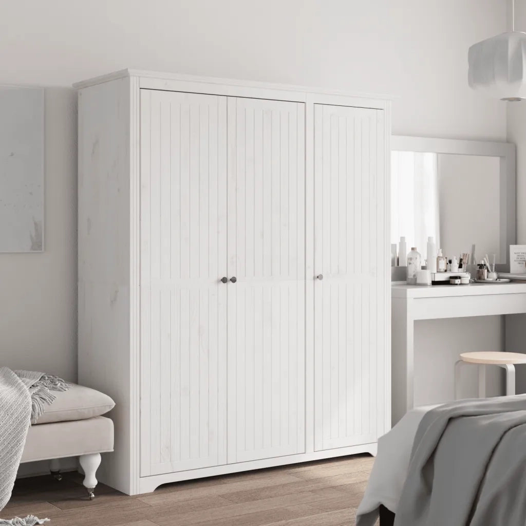 Armadio BODO 146x53,5x173 cm in Legno Massello di Pino Bianco 355062