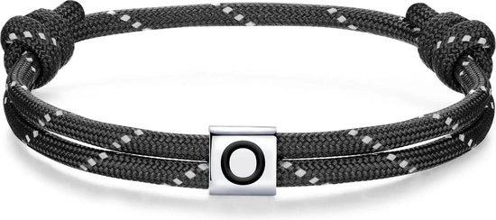 Bracciale con Initiali Breve per Uomo e Donna - Argento 925 - Corda Nautica - Gioielli da Surf - Regali di Amicizia e Compagnia