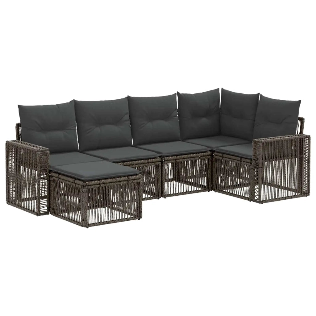 Set Divano da Giardino 6 pcs Grigio e Grigio Scuro polyrattan 3435191