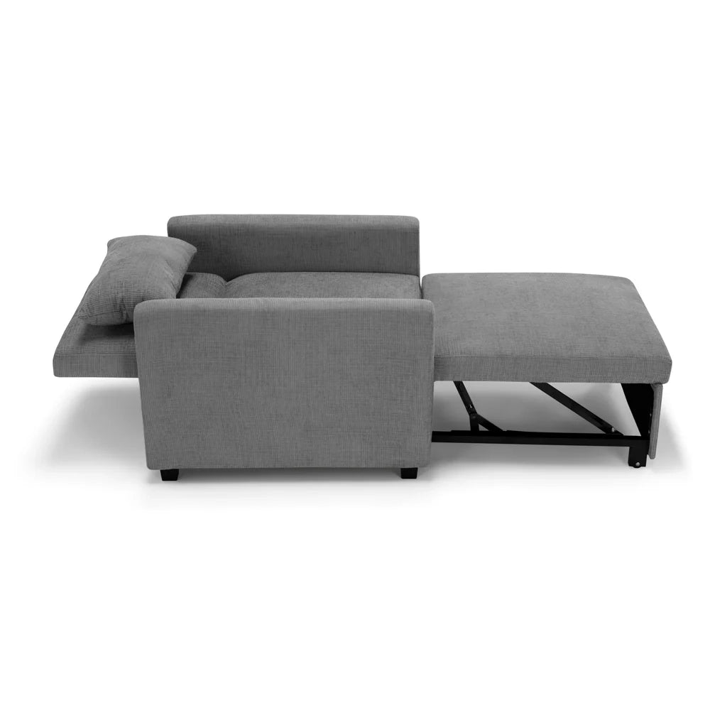 Poltrona letto modello AMALFI con 1 cuscino, massima imbottitura, design adatto per ambienti classici e moderni, colore Grigio