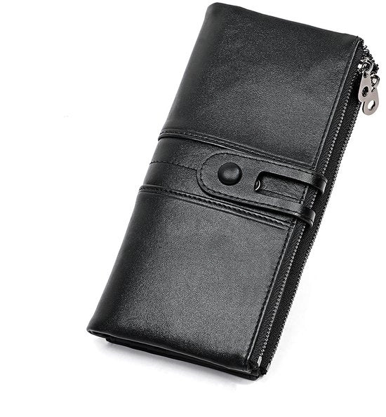 Portafoglio con riconoscimento RFID, portafoglio per assegni, custodia per carte di credito, nero, stile classico.