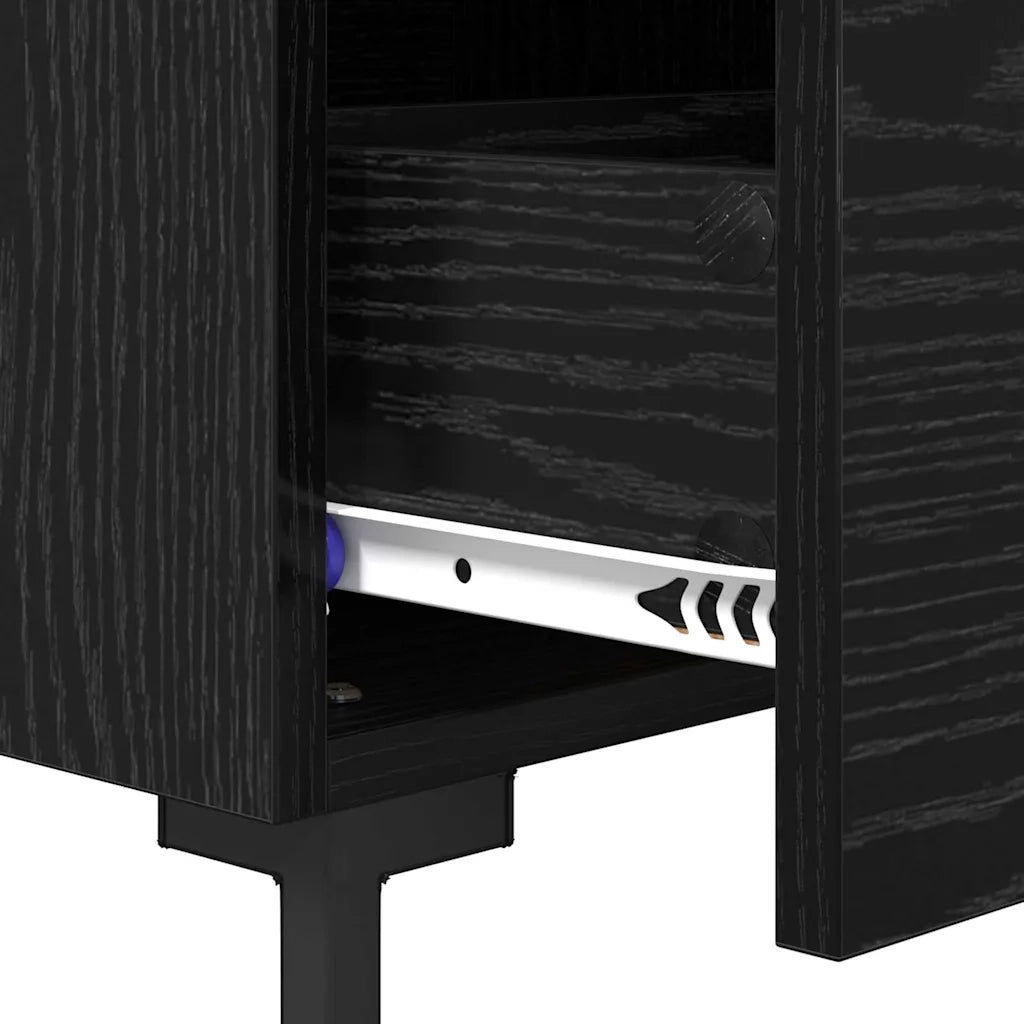 Comodino | Armadio da Notte | Mobiletto da notte con cassetto Rovere Nero 40 x 35 x 47,5 cm