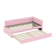 Letto singolo estraibile 90×200 cm con USB; Type-C; lampada; rete; senza materasso; tessuto non tessuto e MDF; rosa