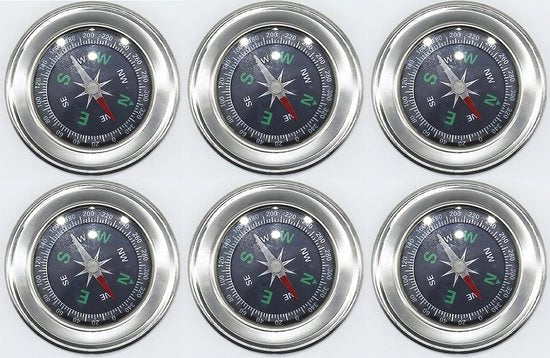 Compasso magnetico 60mm in acciaio inossidabile - strumento di navigazione circolare compatto per campeggio all'aperto e escursioni - 6 pezzi
