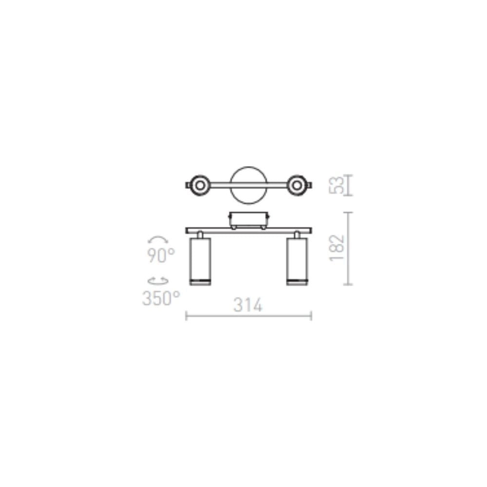 Faretto BOGARD II da parete nichel opaco 230V LED 2x5W 40° 3000K