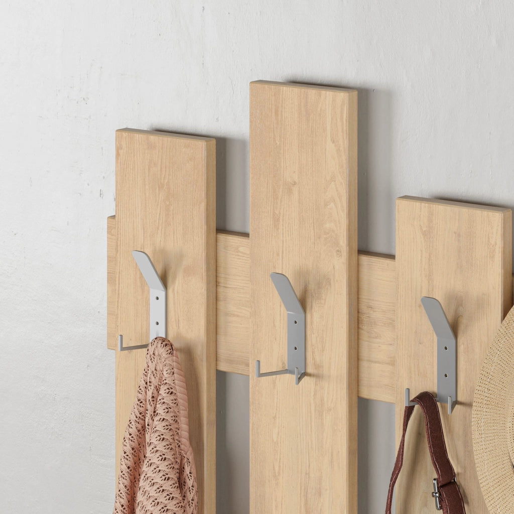 Appendiabiti da parete in legno "Wave" - 64 x 4 x 79 cm - Beige