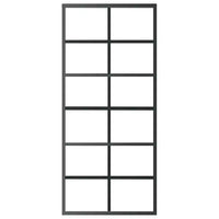 Porta Scorrevole in Vetro ESG e Alluminio 90x205 cm Nera 151018