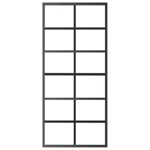 Porta Scorrevole in Vetro ESG e Alluminio 90x205 cm Nera 151018