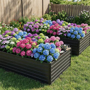Set 2 Aiuole Rialzate in Metallo per Giardino ¨C MINIMAL ¨C 219x112x64 cm, Nero