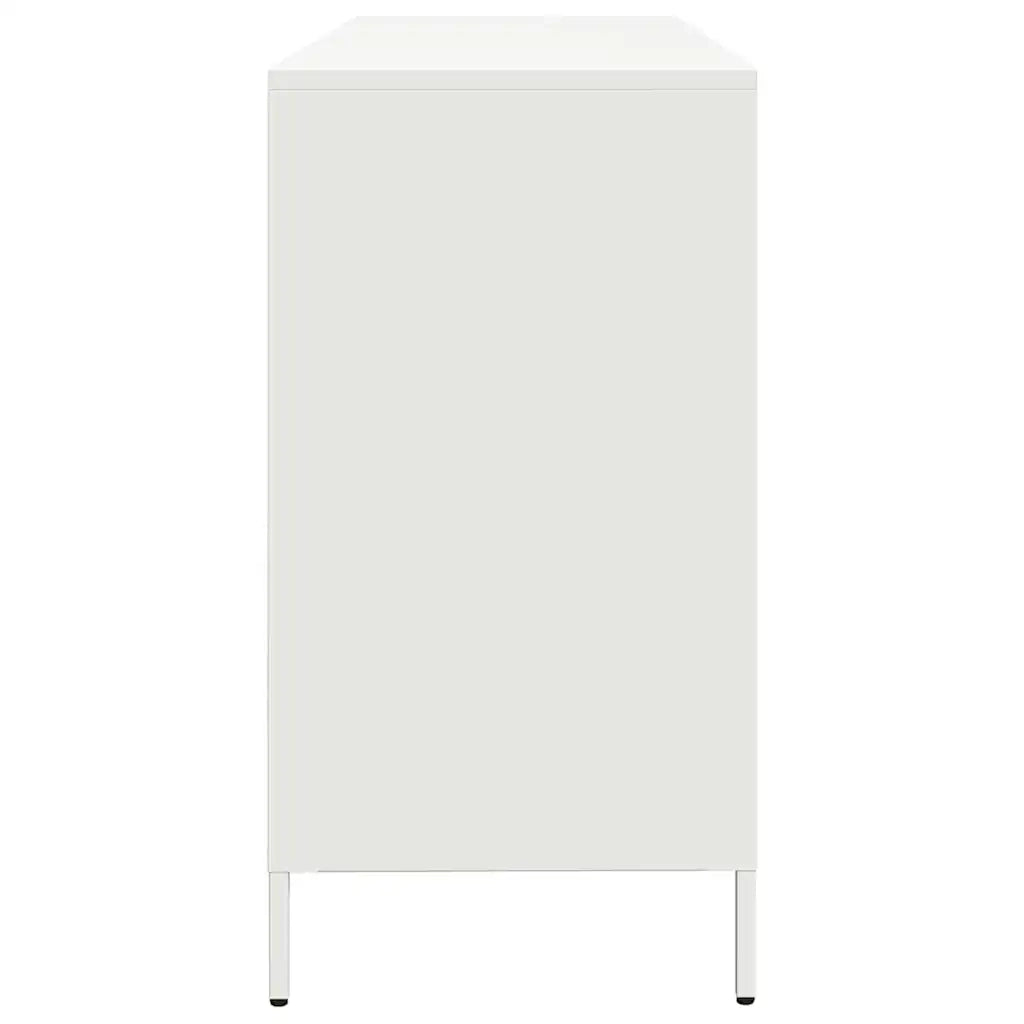Credenza Bianca 135x39x73,5 cm in Acciaio Laminato a Freddo