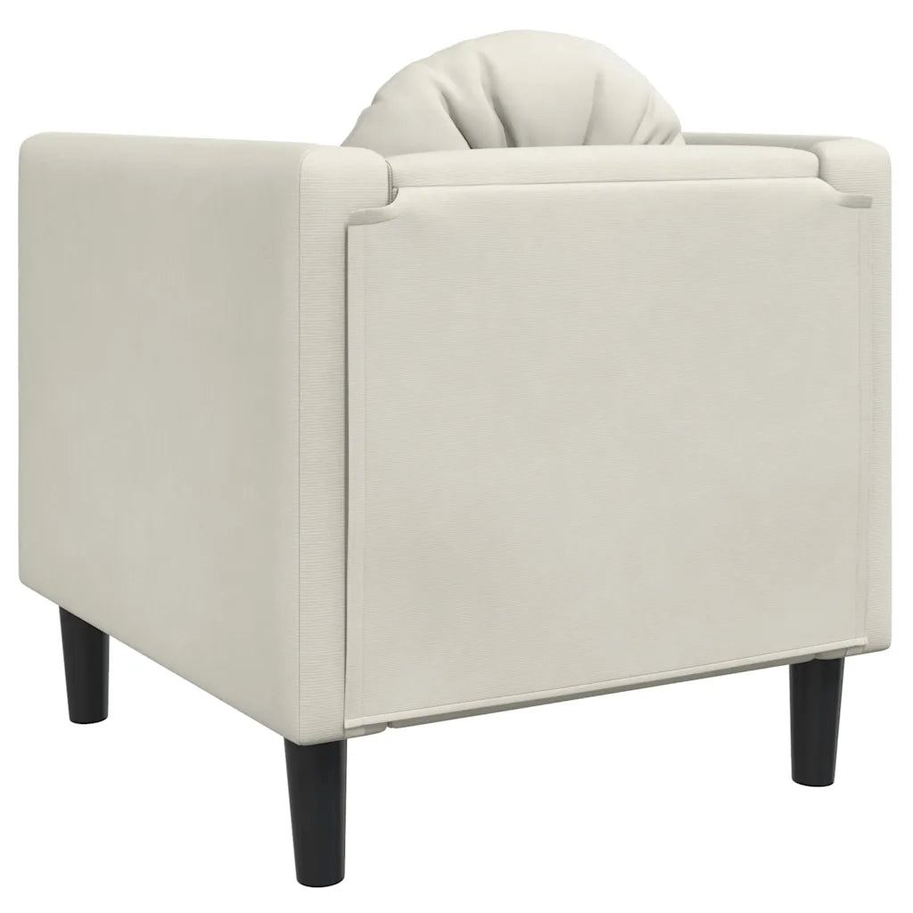 Poltrona con Cuscino Crema in Velluto