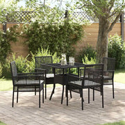 Set da Pranzo per Giardino 5 pcs Nero polyrattan 3334924