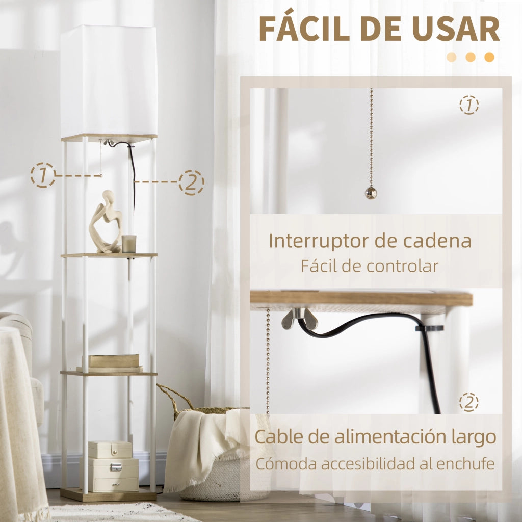 Tavolino con lampada da terra ¨C zephmum ¨C bianco 26x26x159 cm