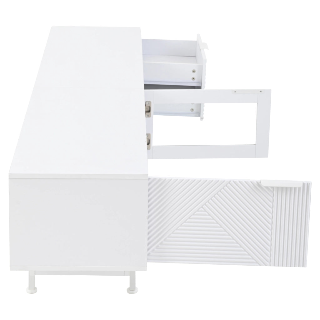 Mobile TV con 2 Ante; 2 Cassetti e 2 Vani per Soggiorno in Pannelli di Particelle 200 × 40 × 50.5 cm Bianco