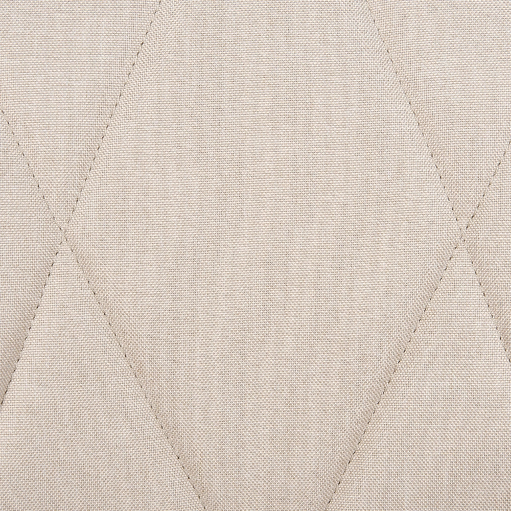 Set di 2 Sgabelli da Bar Rivestiti in Tessuto Beige con Braccioli Schienale Trapuntato Gambe in Metallo Nero