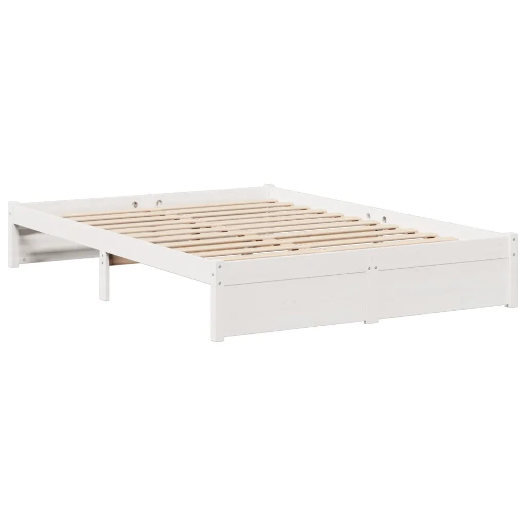 Letto Libreria senza Materasso-Struttura Letto con contenitore Bianco 150x200 cm Legno di Pino 508056